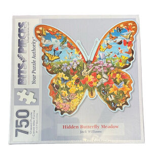 Bits and Pieces Colorful Vibrant Hidden Butterfly Meadow Puzzle New